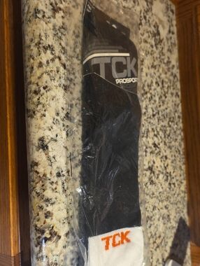 TC Black Athletic Socks with White Cuff and Orange Logo